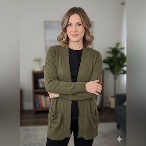 Staccato Women's Olive Green Cardigan Sweater Size XL